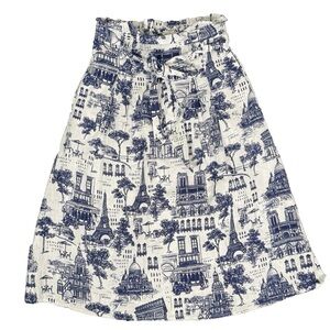Her Destiny Women's Size M White Paris France Structures Tie Waist Midi Skirt